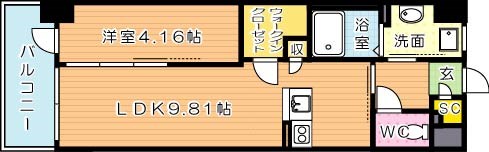 ウイングス穴生 603号室 間取り