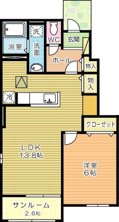 アヴニールⅠ  105号室 間取り