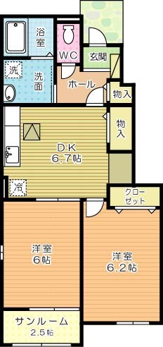 アヴニールⅡ 102号室 間取り
