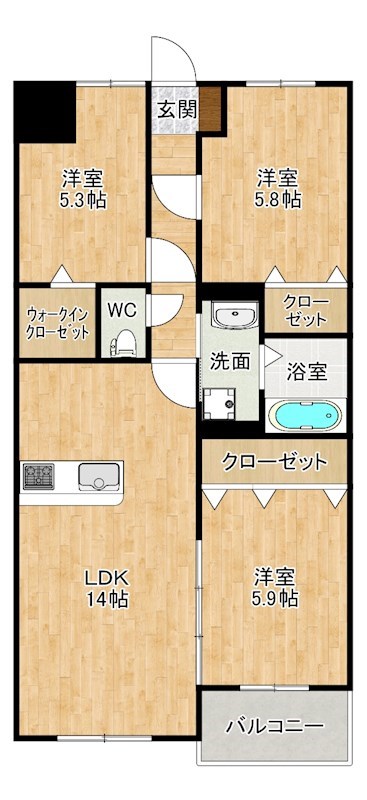 サンビル守恒   103号室 間取り