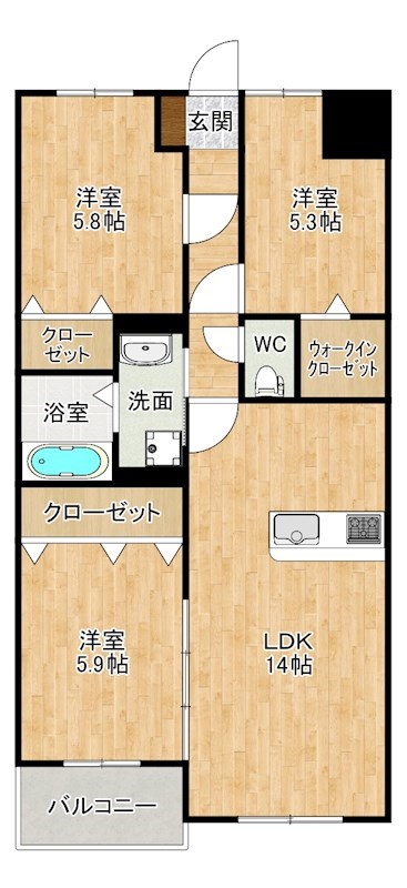 サンビル守恒 202号室 間取り