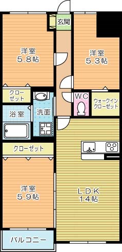 サンビル守恒 304号室 間取り