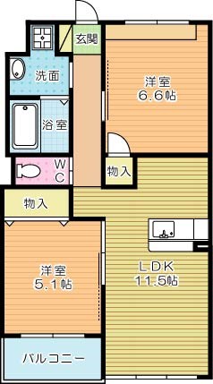 ファミール小倉北 101号室 間取り