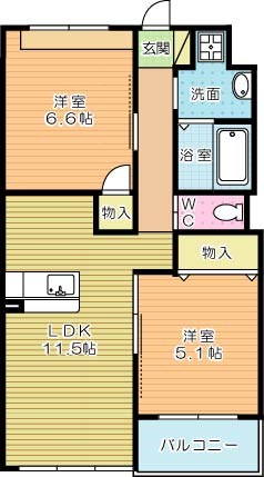 ファミール小倉北 102号室 間取り