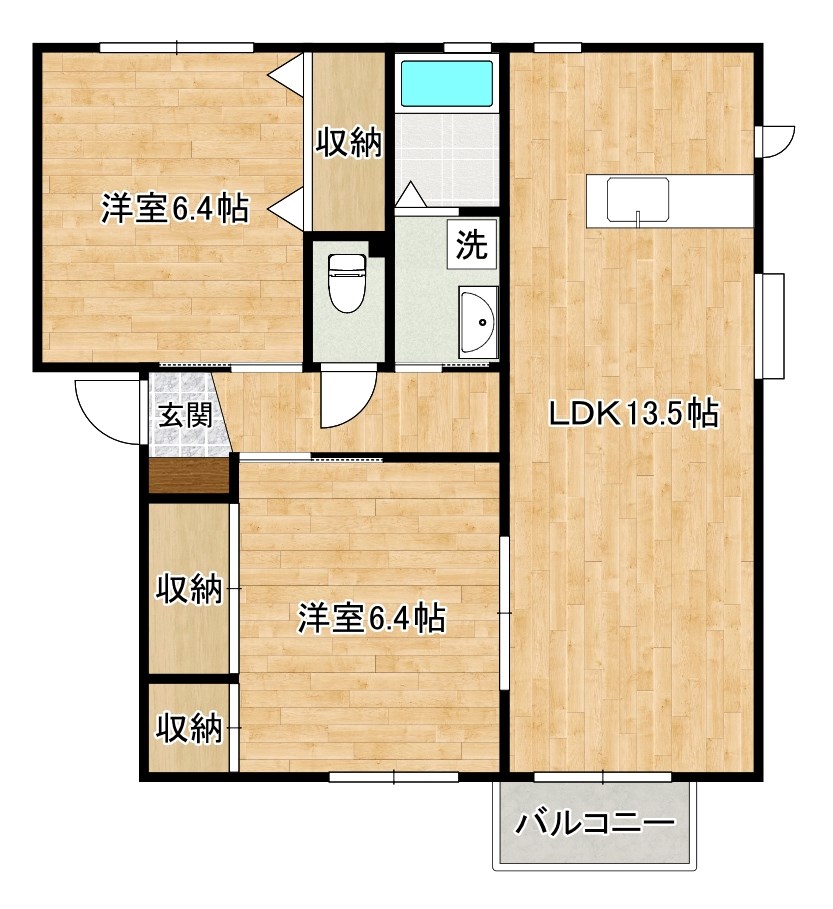 グローブたかの　Ｂ棟 102号室 間取り