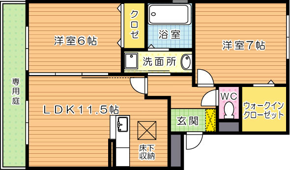 サンタアンジェリ  102号室 間取り