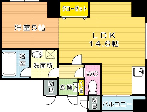 レーベンスグリュック 401号室 間取り