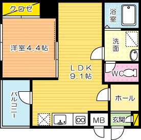 ウイングス砂津 405号室 間取り