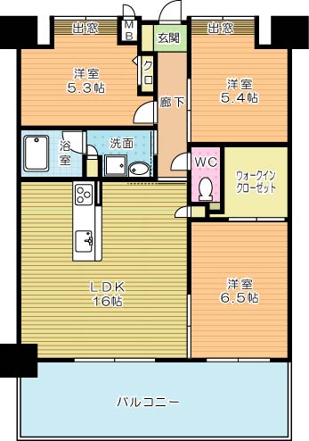 ウイングス三萩野  507号室 間取り