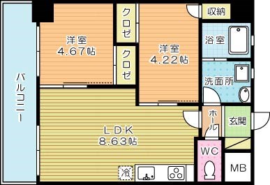 ＷＩＮＧＳ砂津（ウィングス砂津）   間取り図