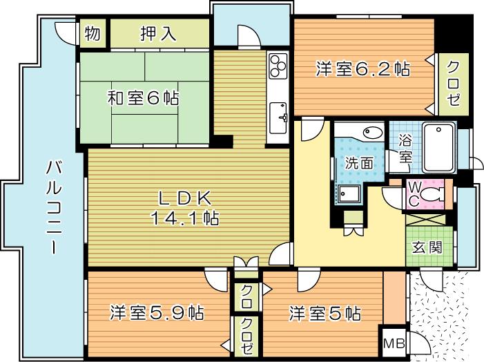 サンパーククレストサージュ戸畑Ｂコート 1501号室 間取り