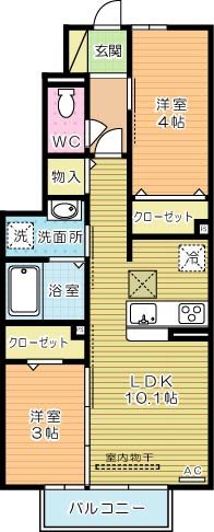 villa　fontaine（ヴィラフォンテーヌ） 102号室 間取り