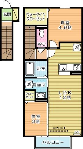 villa　fontaine（ヴィラフォンテーヌ） 201号室 間取り