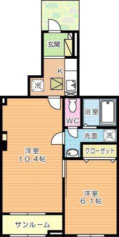 ピラーズ石田 102号室 間取り