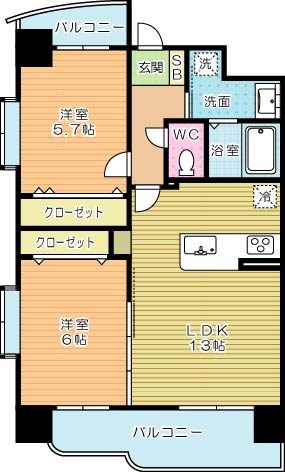 グレース上富野 601号室 間取り