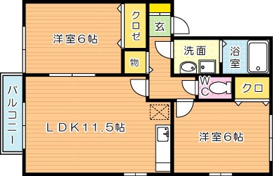  カーサベルデ 201号室 間取り