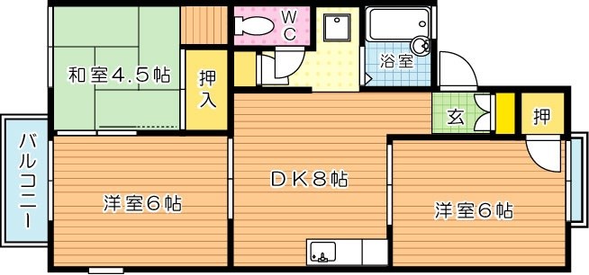 グリーンハイツ花房 106号室 間取り