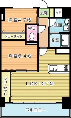 ルーブル黄金 702号室 間取り