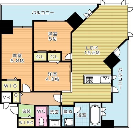 Grace Hapisa 西小倉 Residence（グレイスハピサ西小倉レジデンス） 705号室 間取り