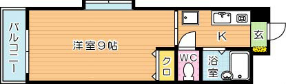 【学生★必見】ベルベーヌ八幡 college号室 間取り