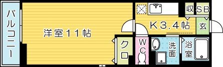シャイン戸畑 201号室 間取り