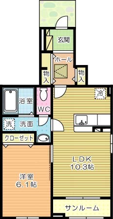 ヴィラルーチェ　Ａ棟 101号室 間取り