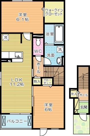ヴィラルーチェ　B棟 201号室 間取り