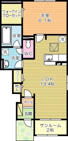 ヴィラルーチェ　C棟    102号室 間取り