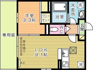 トレス城野貮番館 101号室 間取り