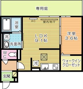 トレス城野貮番館 107号室 間取り