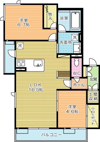 Ｈａｌｅ　Ｐｕｅｏ（ハレ　プエオ） 202号室 間取り