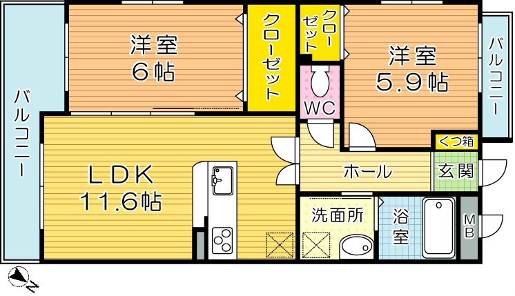 メディアパークⅢコクラ 305号室 間取り