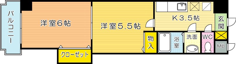 中津口センタービル 903号室 間取り