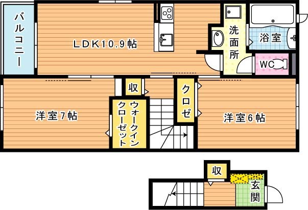 サングレイス橘　B 202号室 間取り