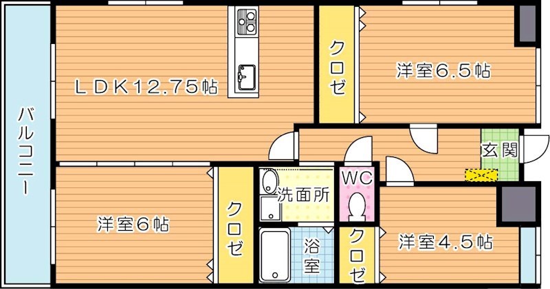 ベルクレスト 205号室 間取り