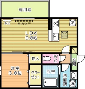 ポサーダ三萩野 105号室 間取り
