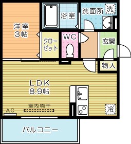 Ｇｒａｎｄ　ｓｏｌｅｉｌ　小倉北(グランドソレイユ小倉北） 205号室 間取り