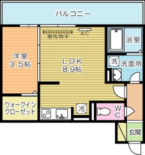 Grand soleil小倉北（グランドソレイユ小倉北） 206号室 間取り
