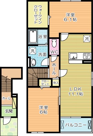 リヴァーサ・ヒル 205号室 間取り
