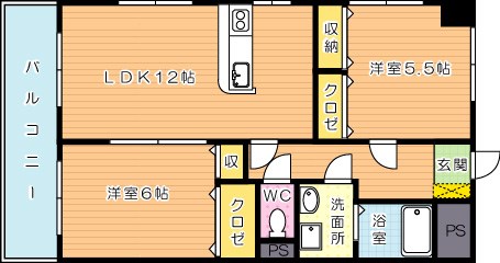 マリアージュ小森江 401号室 間取り