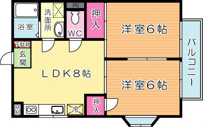 プレジール水神Ａ棟 202号室 間取り