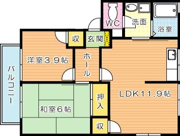 ファミール真木　Ｂ棟 203号室 間取り