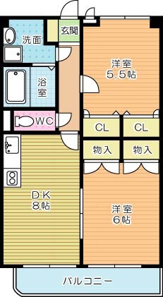 デア  クエール 303号室 間取り