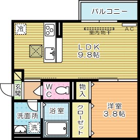 パディコート下城野 106号室 間取り