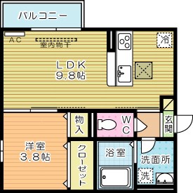 パディコート下城野 110号室 間取り