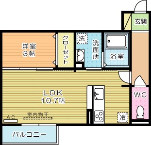 パディコート下城野 203号室 間取り