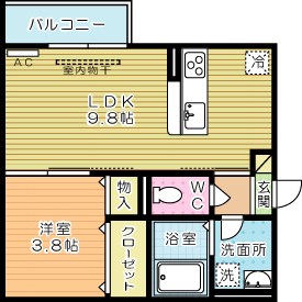 パディコート下城野 205号室 間取り
