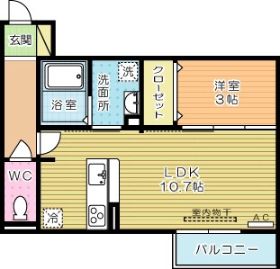 パディコート下城野 207号室 間取り