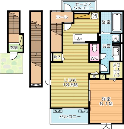 Ｓｔ．Ｈｅａｒｔ小倉（セイントハート小倉）Ｓ棟 302号室 間取り