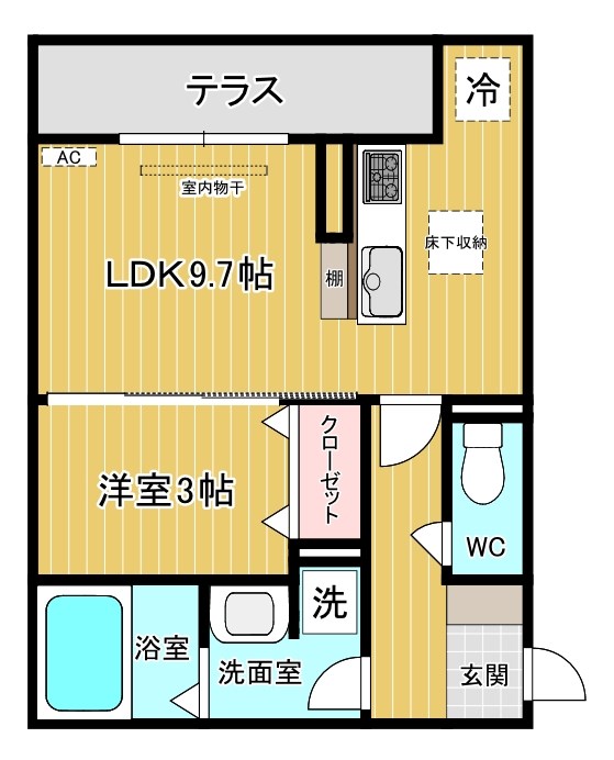 ザ・レジデンスBonjono East（ザ・レジデンスボンジョーノ　イースト） 106号室 間取り